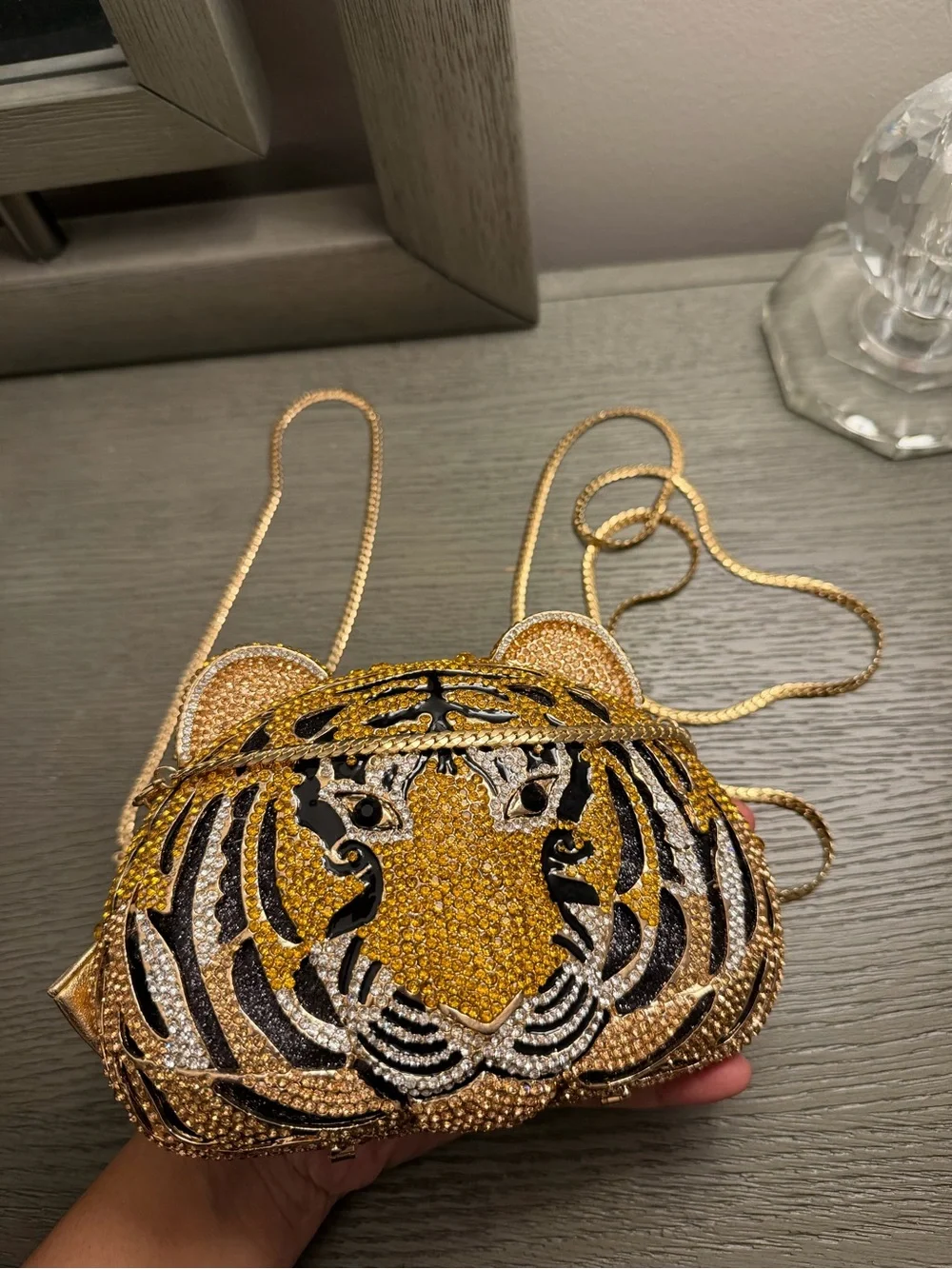 Christal Couture Tiger Full Bling Crystal Rhinestone Evening Clutch Purse Bag